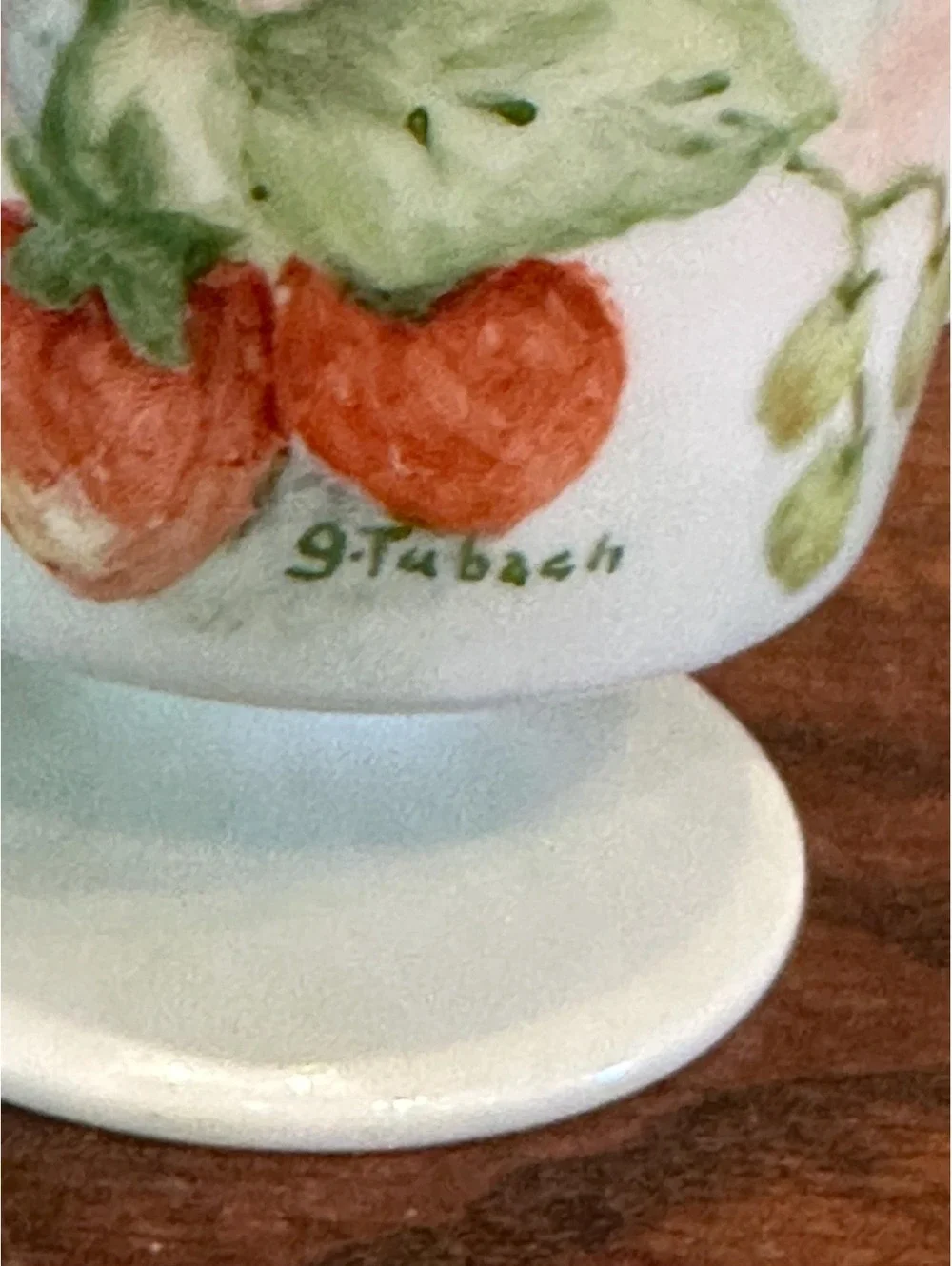 Vintage Footed Mugs Hand Painted Fruit Ceramic Coffee Cups by G. Tubach Set of 5